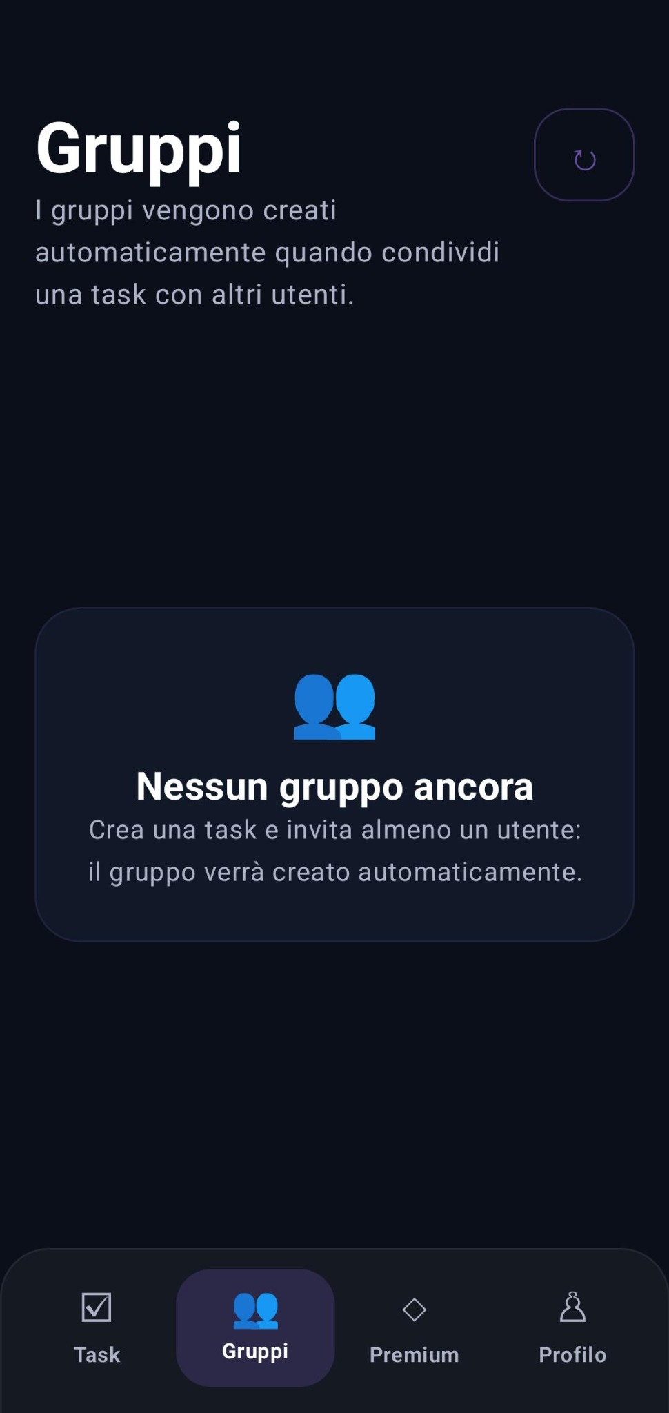 Schermata gruppi QuickDo