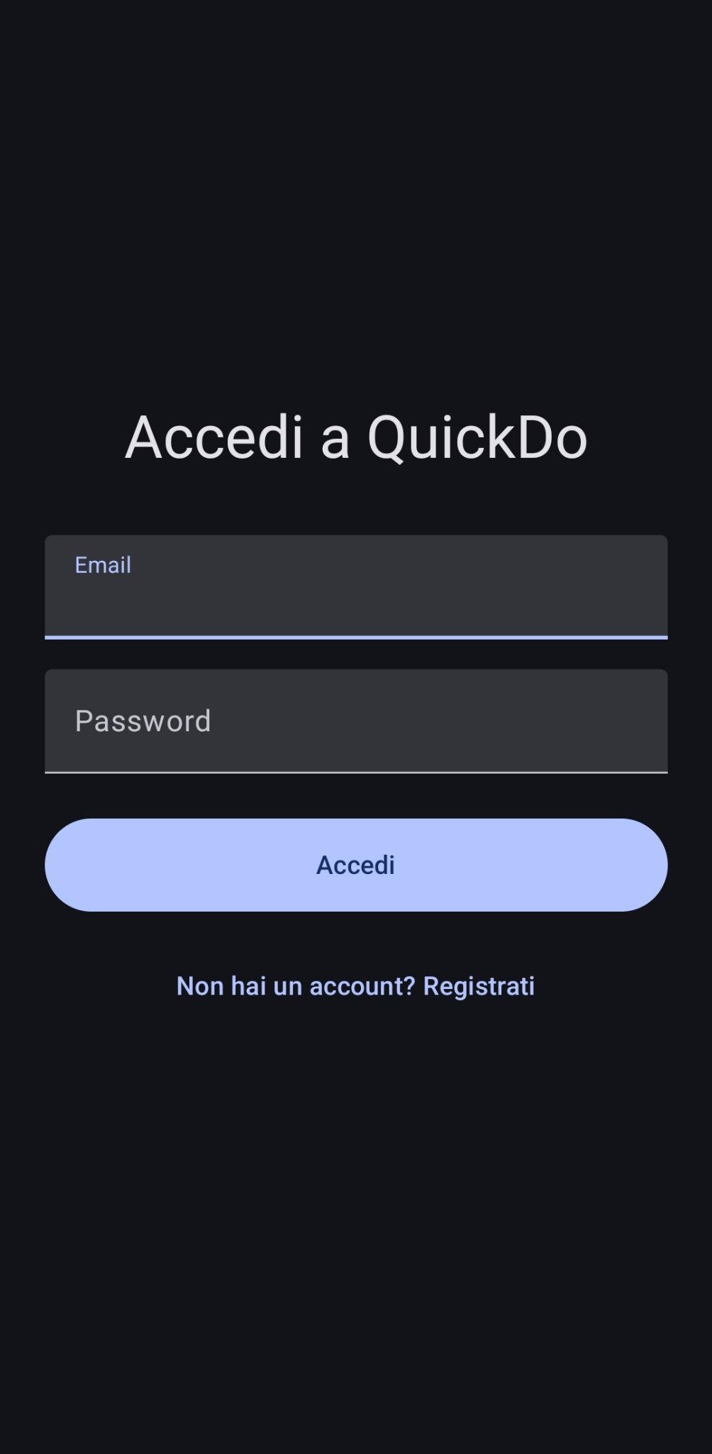 Schermata login QuickDo